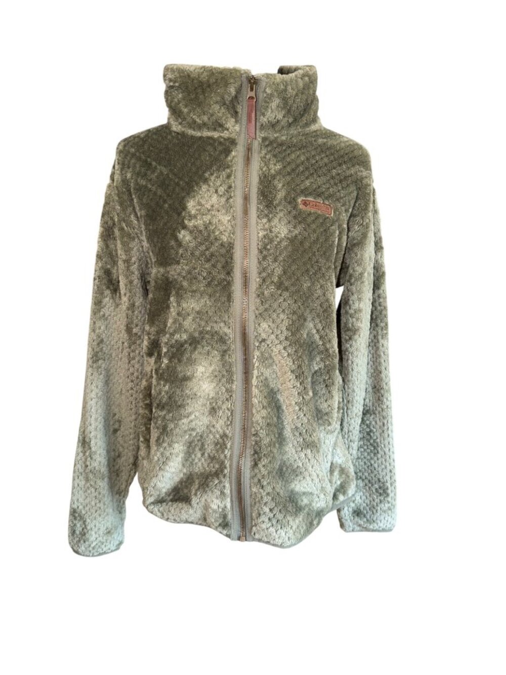 Columbia Womens Fire Side II Sherpa Fleece XL Full-Zip Fuzzy Olive Green Jacket - Picture 2 of 11